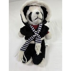 Interpur Plush Panda Bear In Hooded Jacket Striped Scarf Vintage 1983 Korea